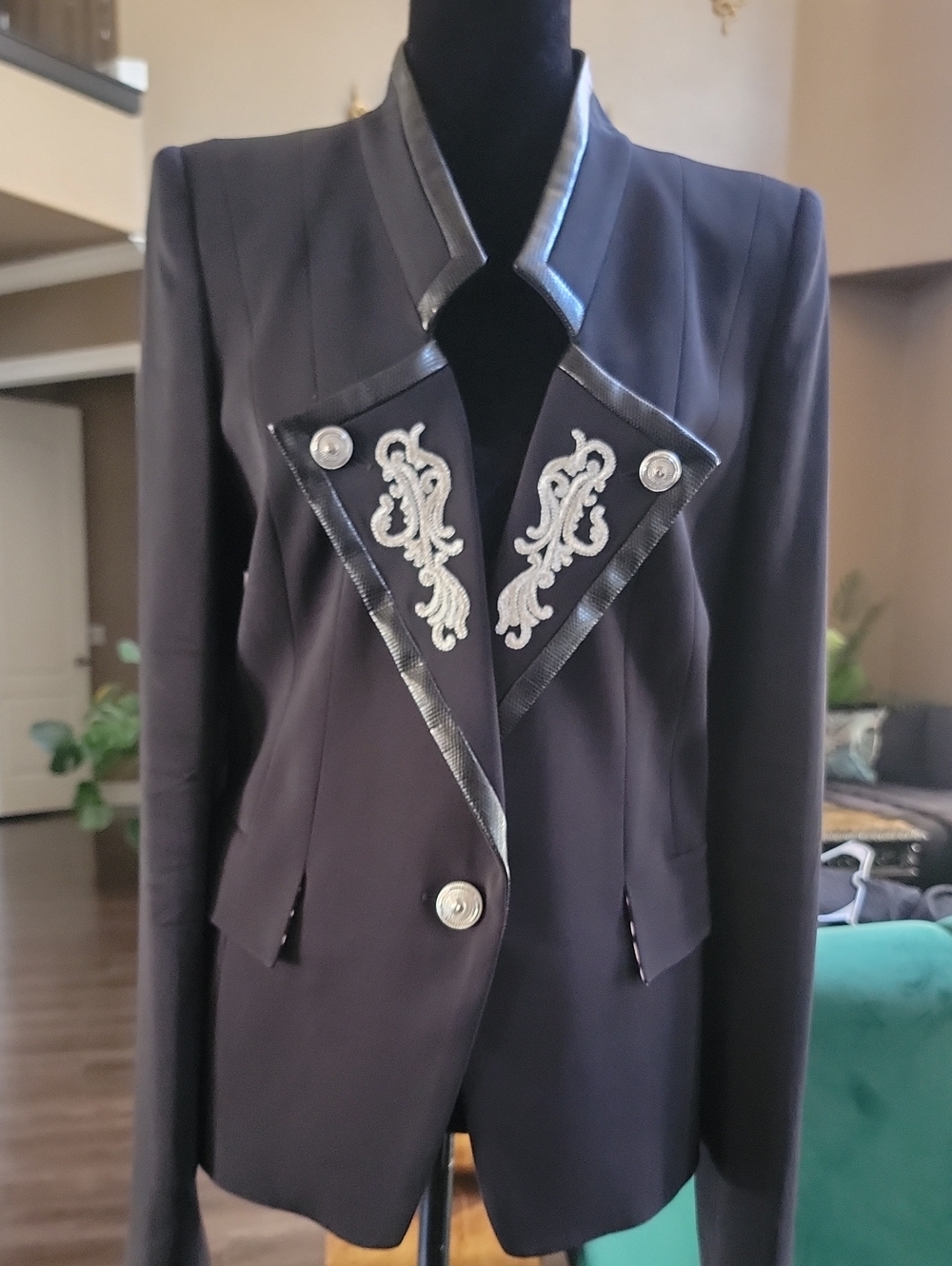 Just Cavalli Black Blazer with Silver Embellished Trim